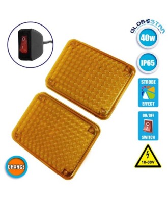 Φώτα Οδικής Βοήθειας STROBO 2 x 134 LED 5mm 40W 10-30V Αδιάβροχα IP65 Πορτοκαλί Εξωτερικά GloboStar 34318